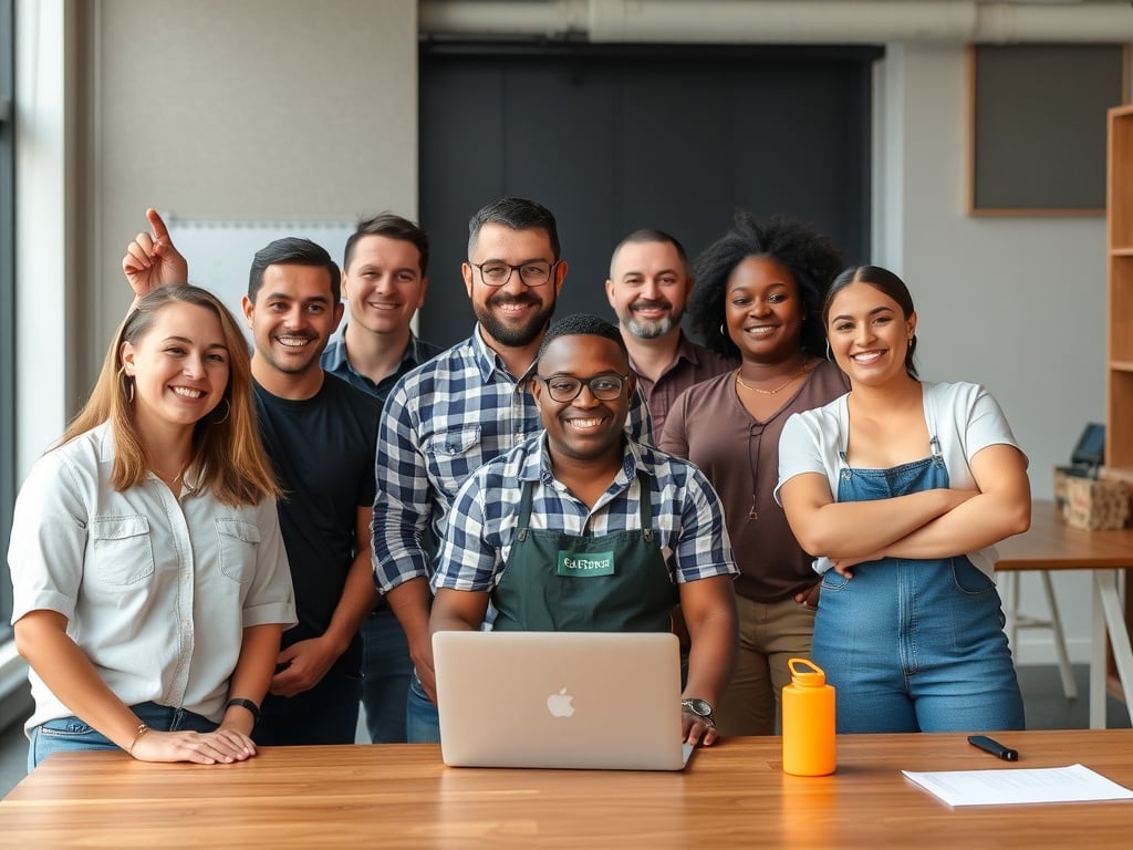 diverse group of work team members