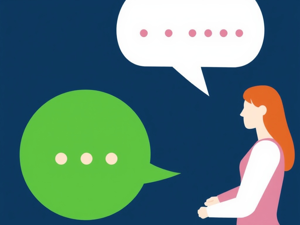 A lady with chat bubbles