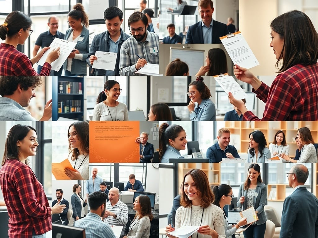 Collage of people giving feedback.