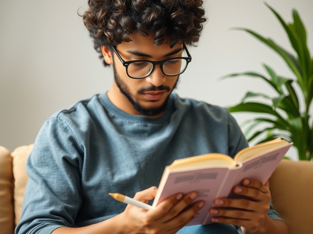 A person reading about how to stay more focused.
