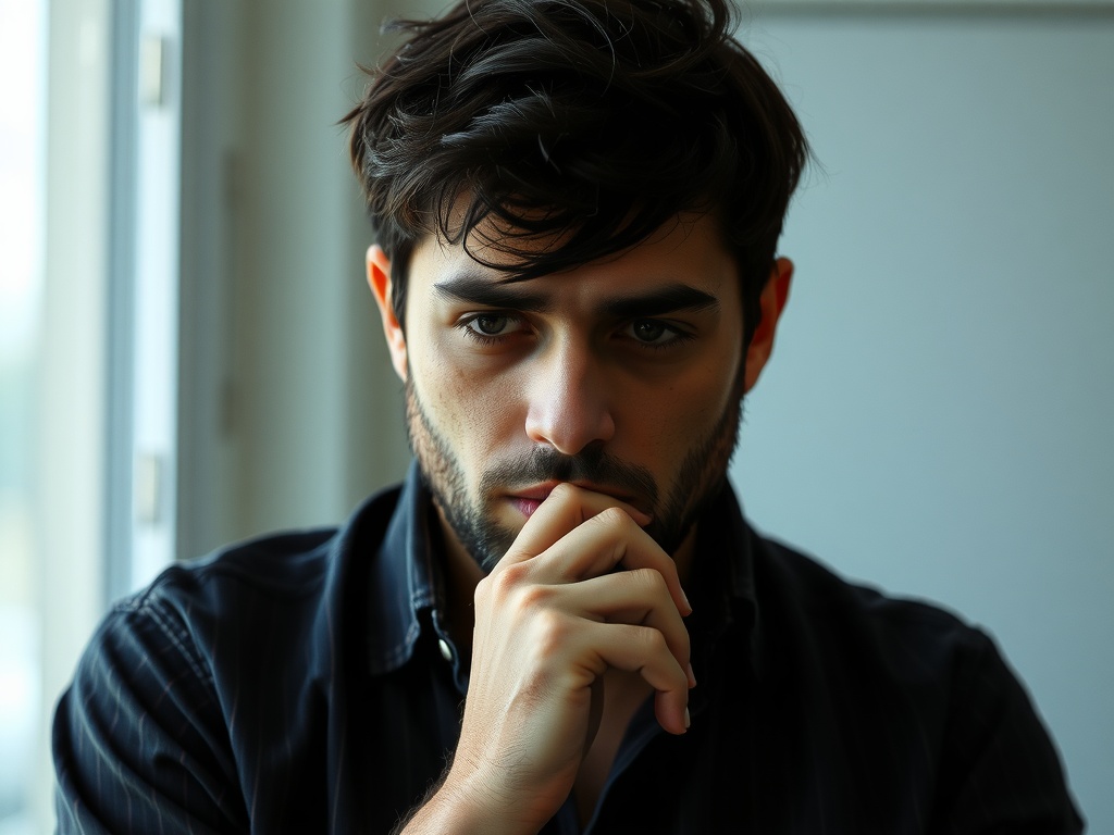A person deep in thought, doing some self-reflection.