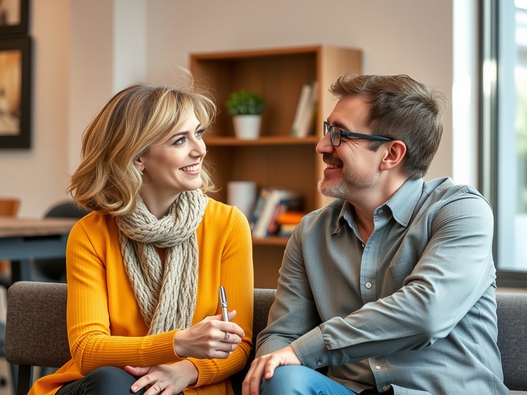 Two people having a really good conversation.