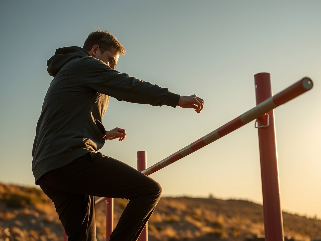 A person getting over an obstacle
