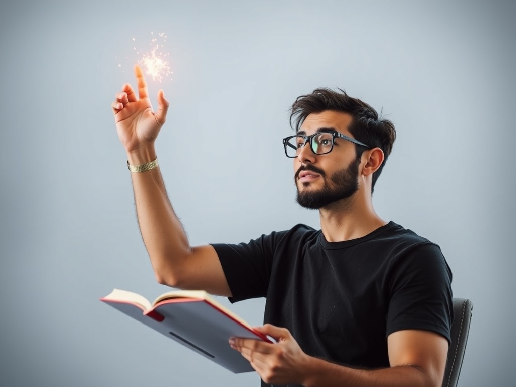 A person studying personal development for self-actualization.